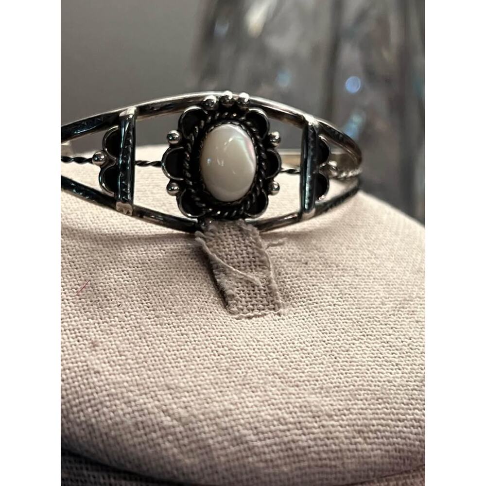 Native American mother of pearl cuff bracelet. Fits 6.5 to 7 inch wrist